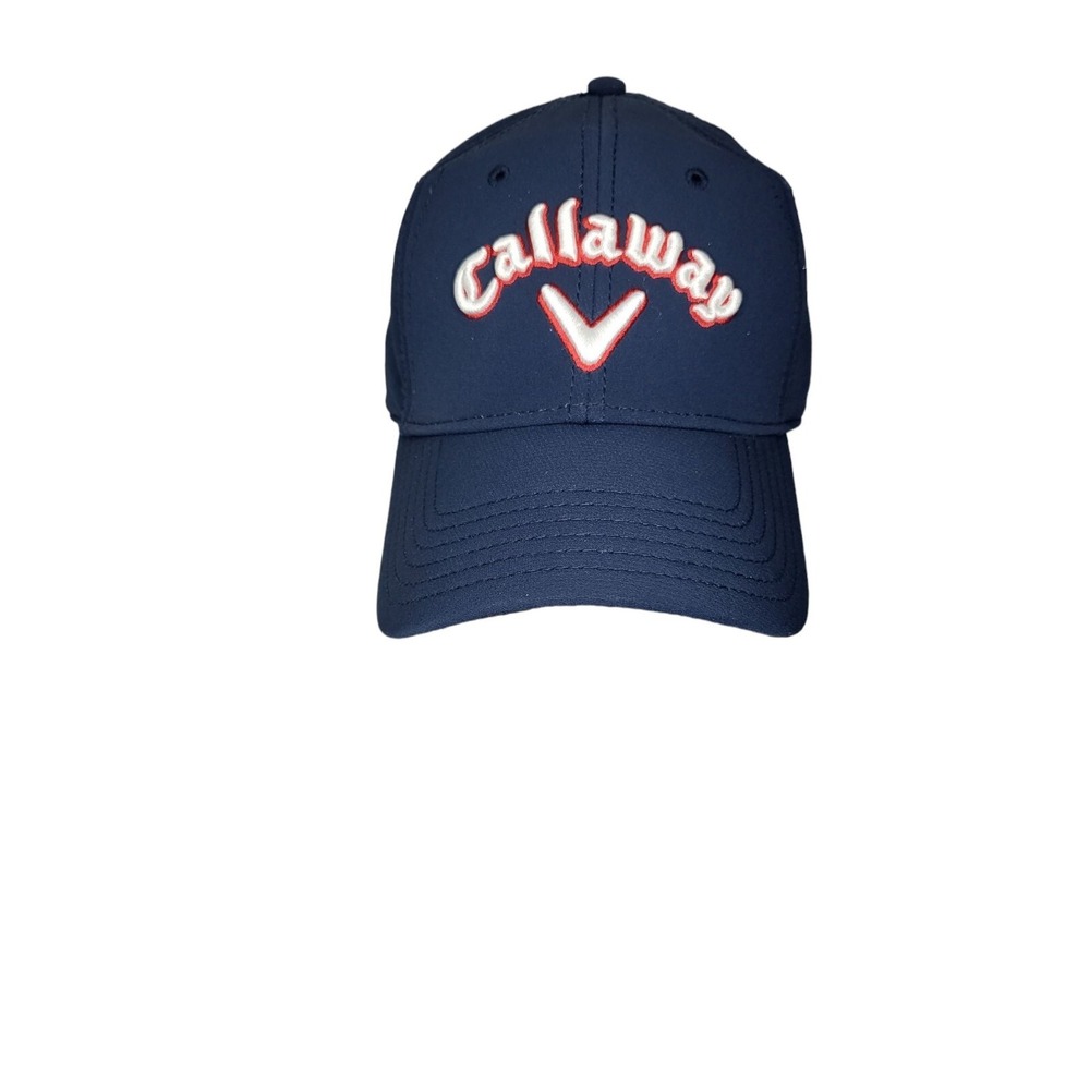 Callaway Golf Hat Mens Medium Blue AFlex Fitted Structured‎ Curved Brim Cap Navy